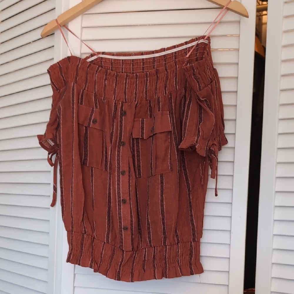 Sweet Wanderer Rust Striped Blouse